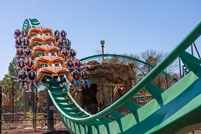 Rapterra rollercoaster on a green track